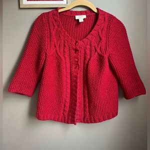 LOFT women’s XS / Small Petite Red Knit Cardigan Sweater
